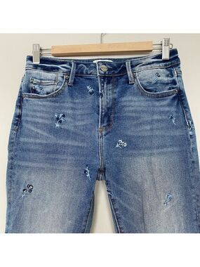 DRIFTWOOD embroidered Audrey High Rise Jeans Distressed Anthropologie 27